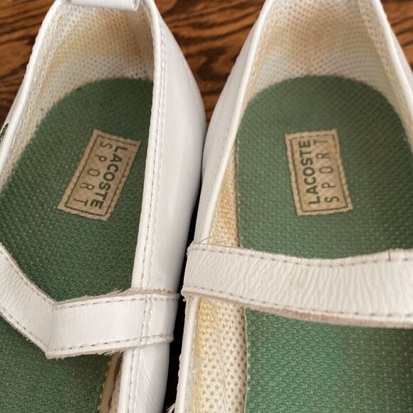 Lacoste Women’s 7.5 Ballerina Shoes Velcro Straps Gummy Toe Point - Picture 6 of 7